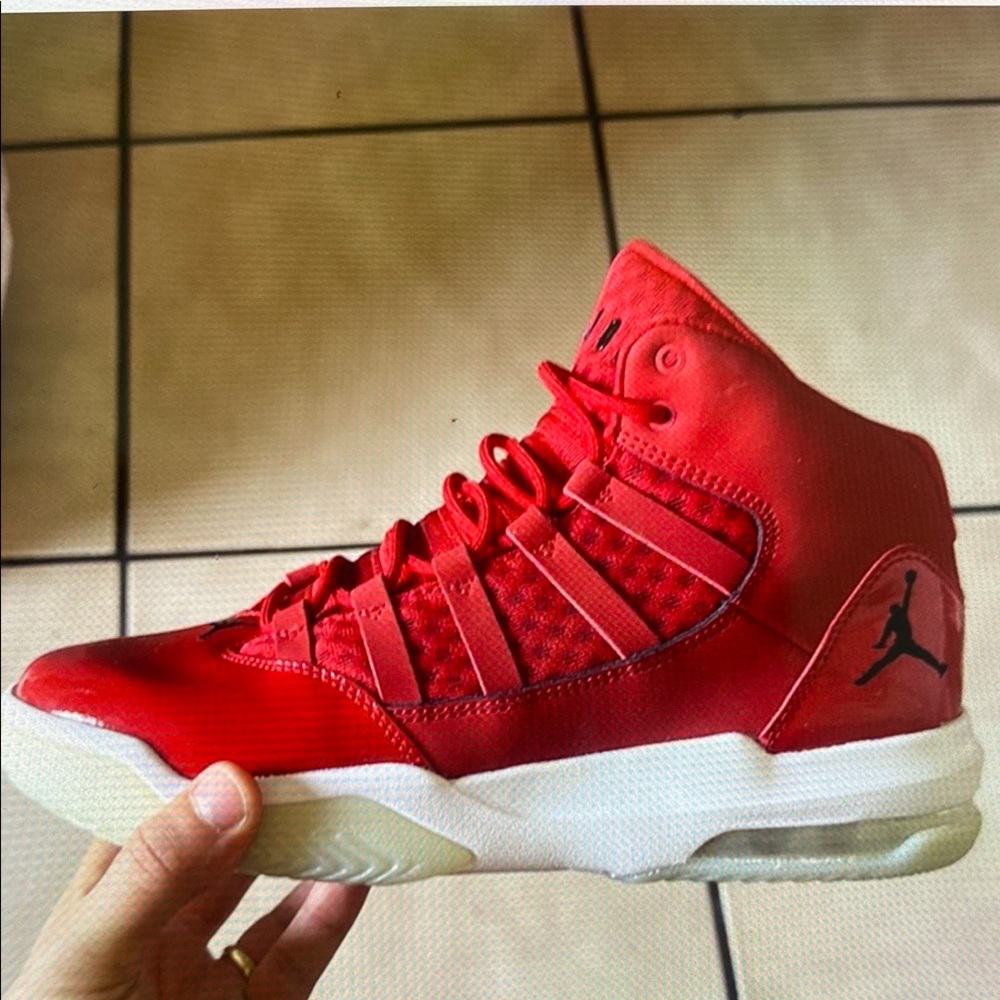 Red and White High-Top Sneakers with Padded Ankle